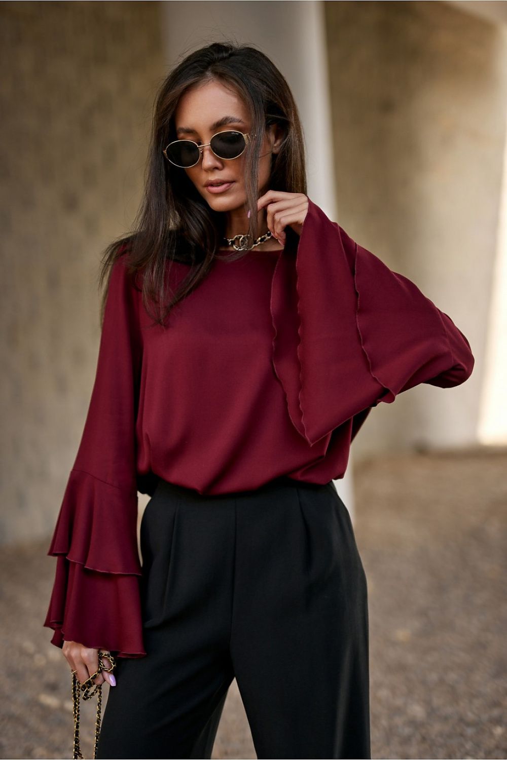 Bluzka Model Camila BOR BLU0218 Bordo - Roco Fashion