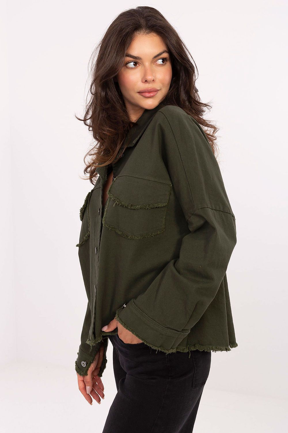 Koszula Damska Model IT-KS-FL5779.87 Khaki - Rue Paris