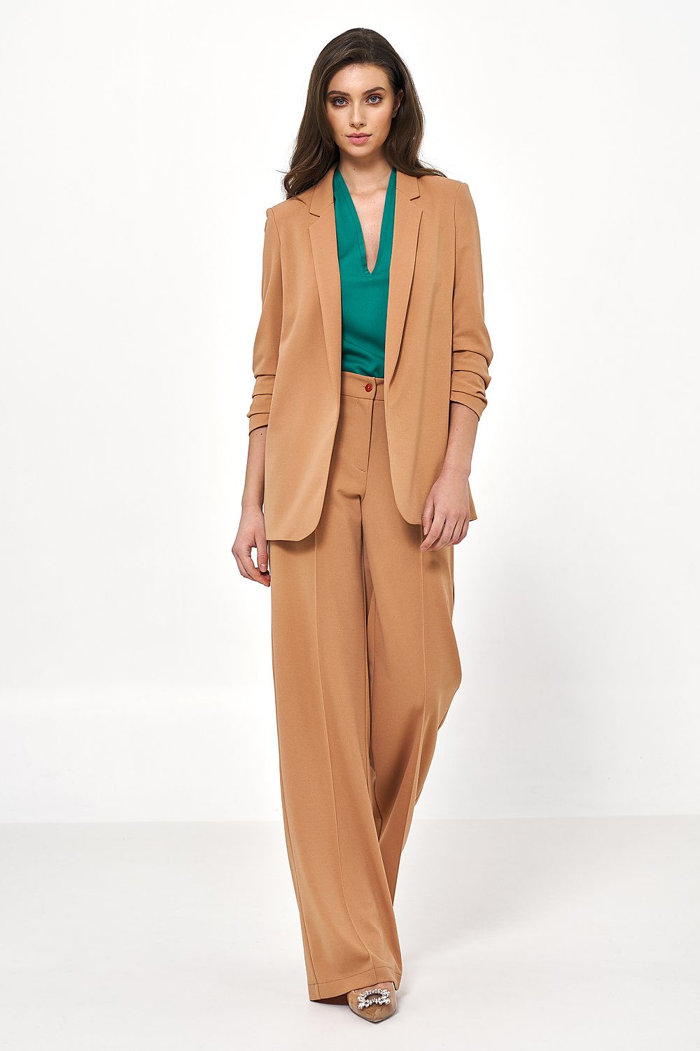 Karmelowa marynarka bez zapięcia Z58 Carmel - Nife