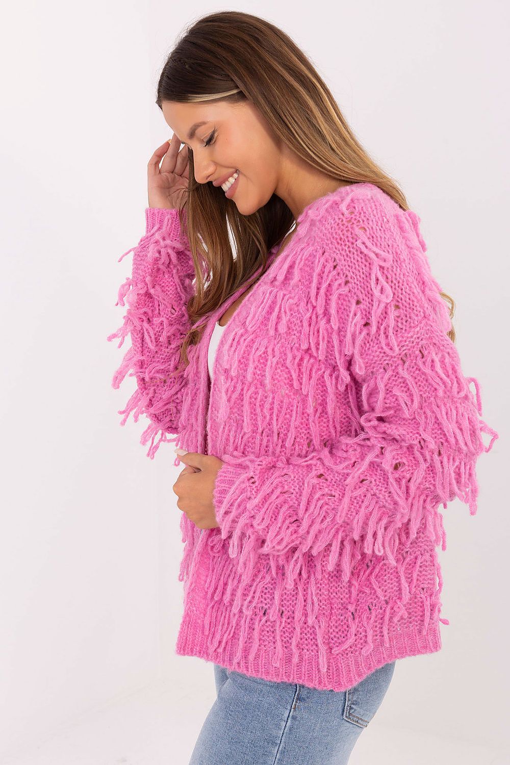 Sweter Kardigan Model MI-SW-1308.21 Pink - Rue Paris