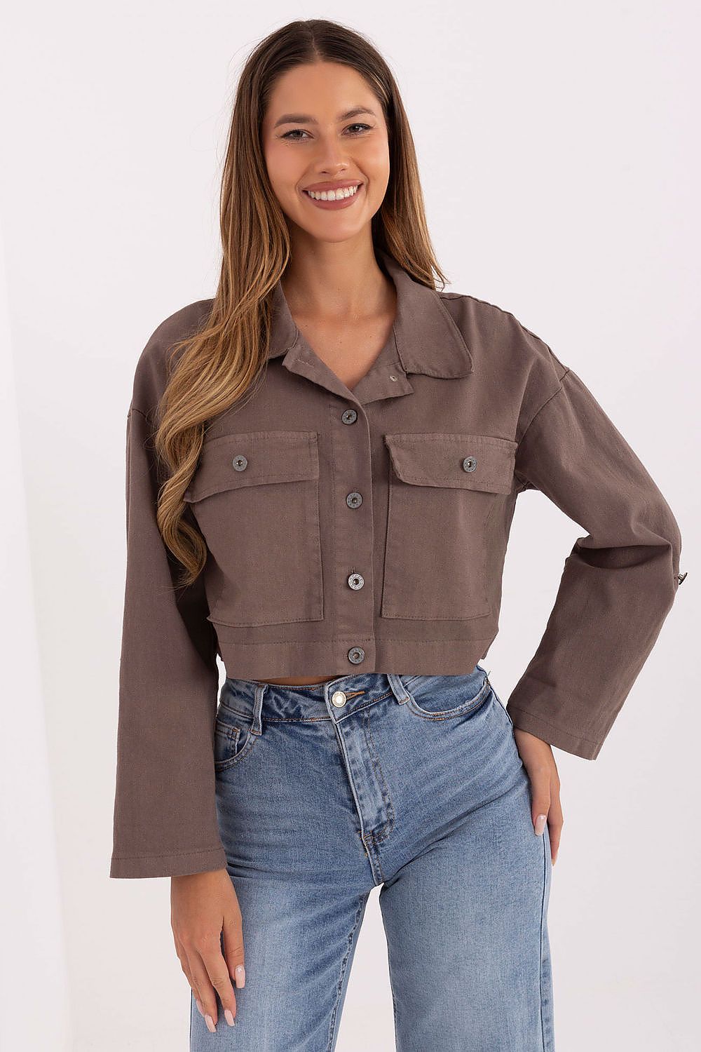 Kurtka Damska Model IT-KR-FL7029.72 Dark Beige - Rue Paris