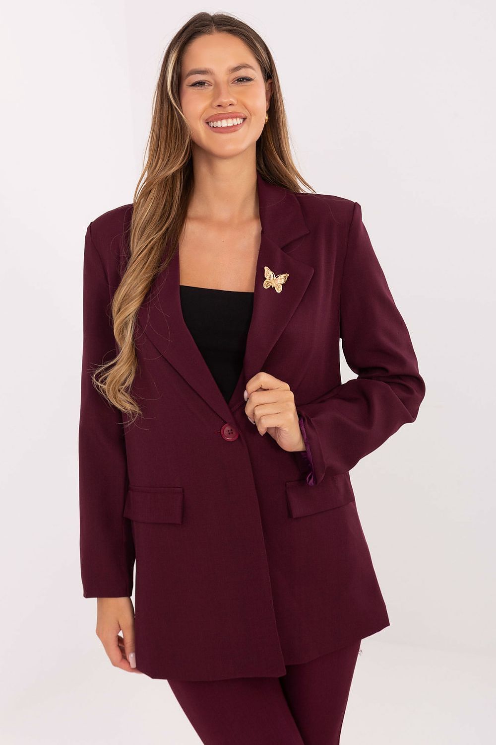 Marynarka Model IT-MA-FL8315.85 Bordo - Rue Paris