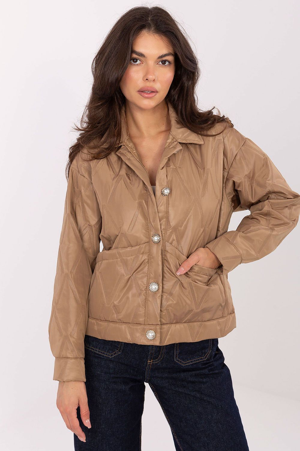 Kurtka  Damska Model IT-KR-FL9626.77 Camel - Rue Paris