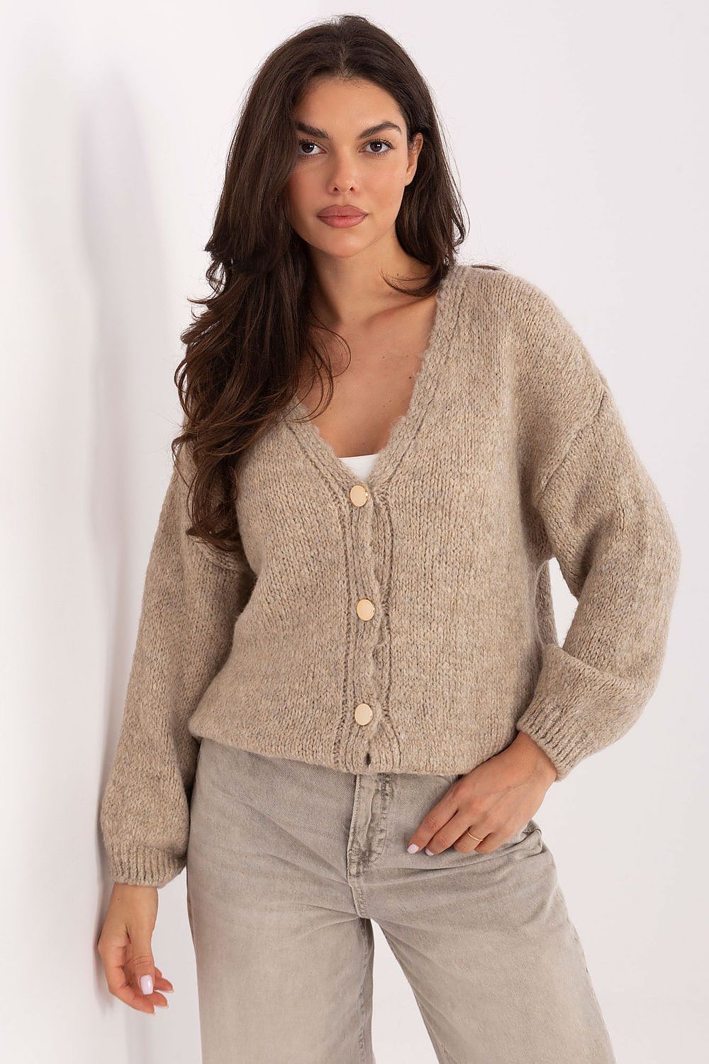 Sweter Damski Model MI-SW-0309.89 Beige - Rue Paris