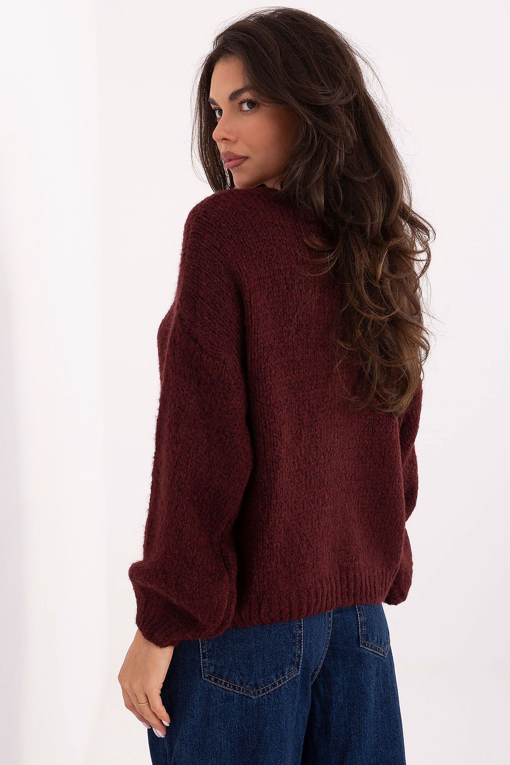 Sweter Damski Model MI-SW-0309.89 Bordo - Rue Paris
