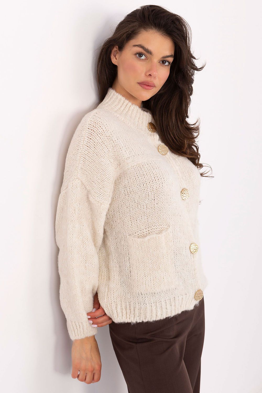 Sweter Damski Model MI-SW-WM218.02 Light Beige - Italy Moda