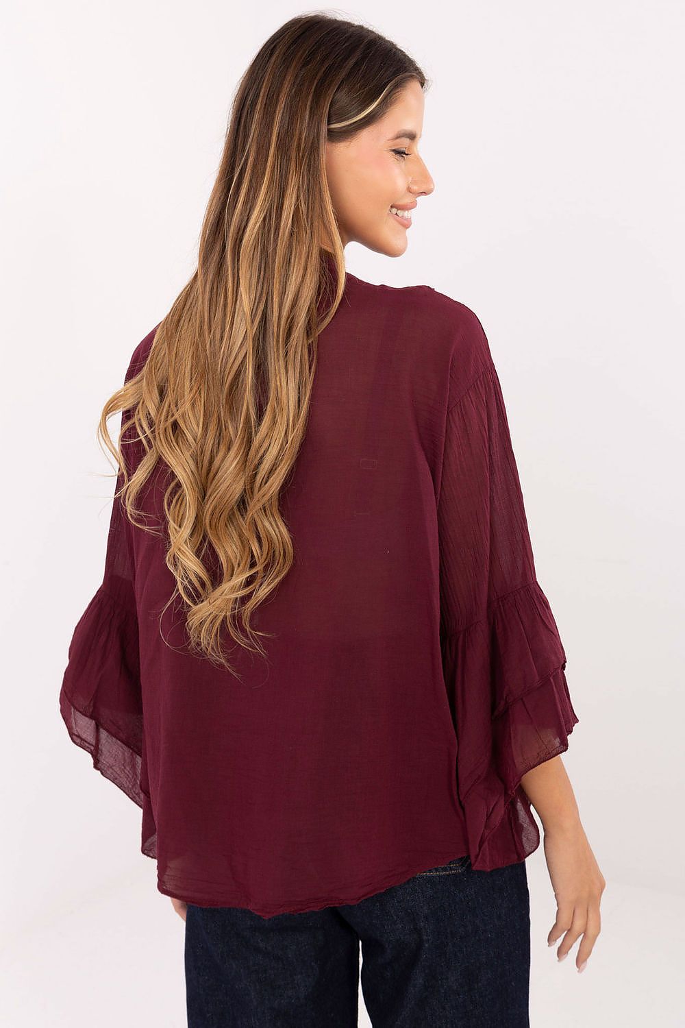 Koszula Damska Model MI-KS-92330.07 Bordo - Italy Moda