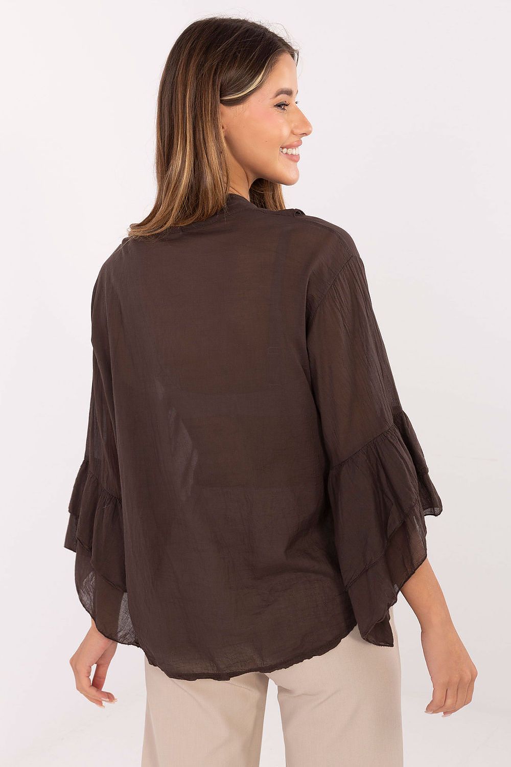 Koszula Damska Model MI-KS-92330.07 Dark Brown - Italy Moda