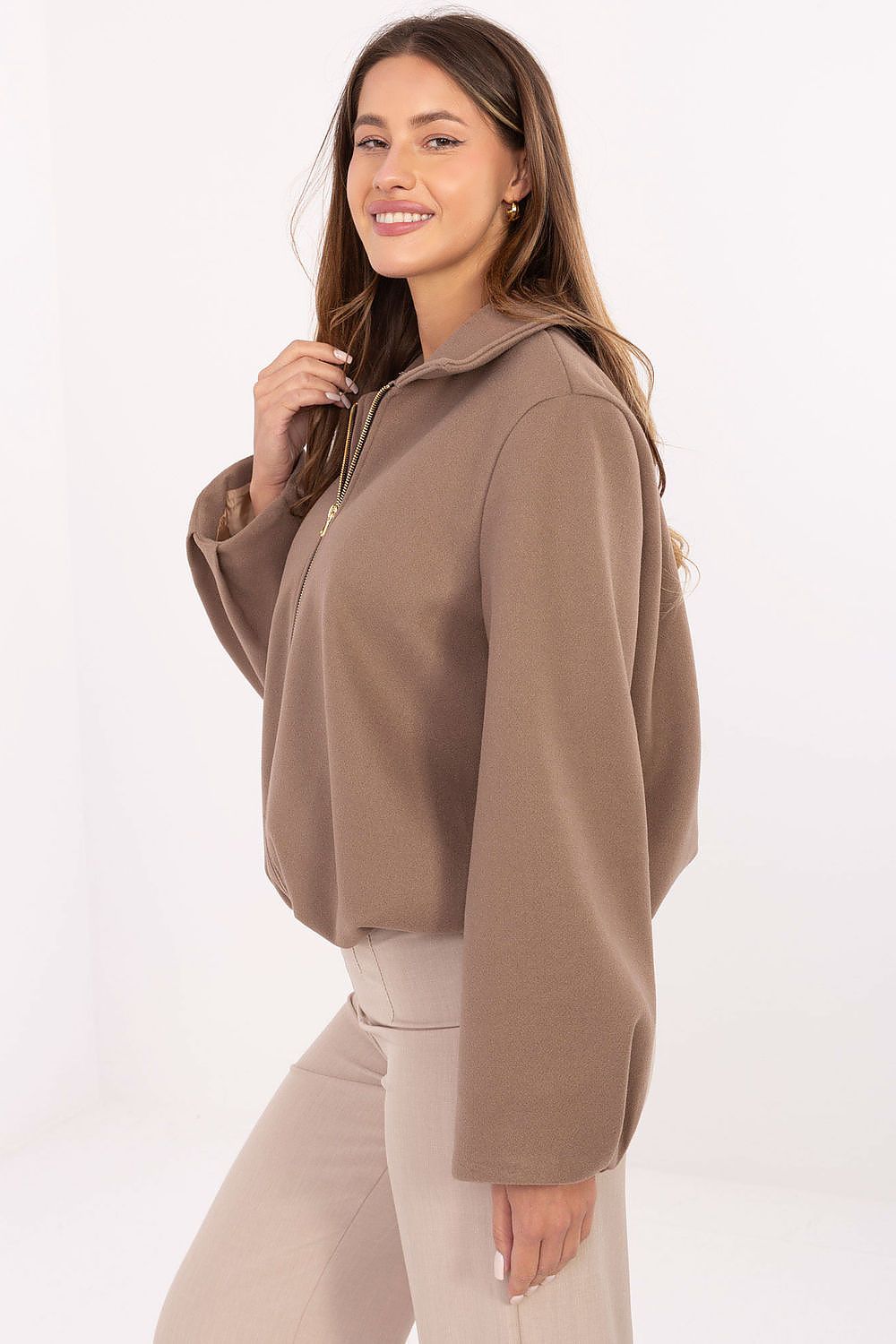 Kurtka Damska Model IT-KR-FL9725.08P Dark Beige - Rue Paris