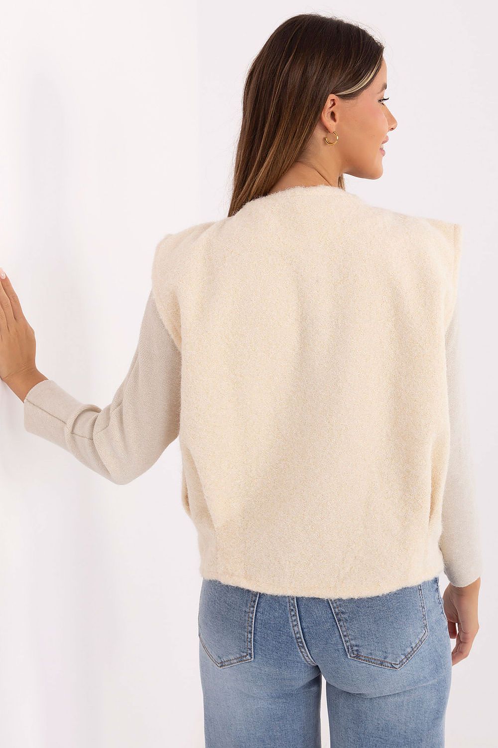   Kamizelka Model IT-KZ-FL9622.29P Ecru - Rue Paris 